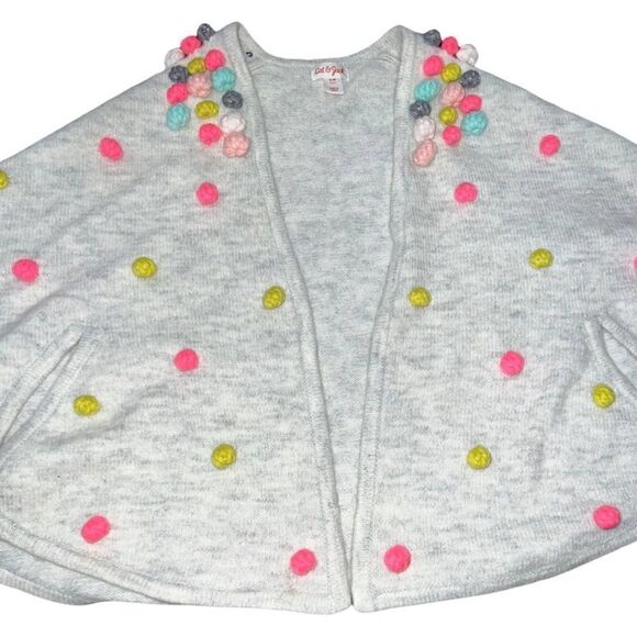 Cat And Jack Pom pom poncho size small/medium - Picture 5 of 7